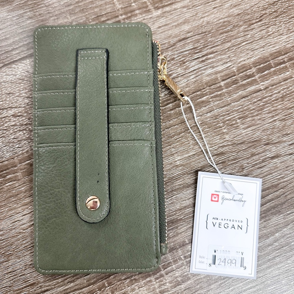 Jen&Co Slim Card Wallet - Olive Green - NWT